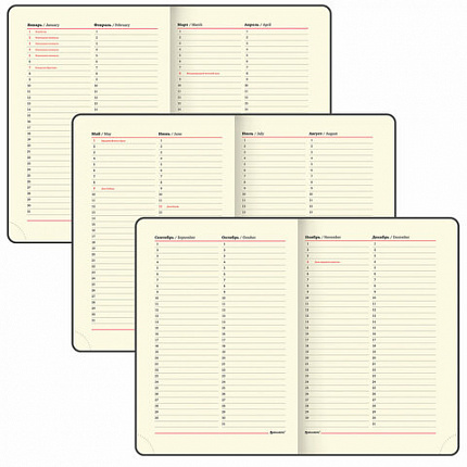 Ежедневник недатированный А5 (138х213 мм), BRAUBERG VISTA, под кожу, гибкий, 136 л., "Noir", 112009