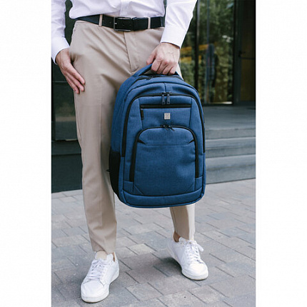 Рюкзак HEIKKI SECURE (ХЕЙКИ) универсальный, 2 отделения, отделение для ноутбука, синий, 46x31x19 см, 273896