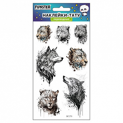 Наклейки-тату переводные "Цветные", 20,5х10 см, ассорти 12 видов, FUNSTER (ФАНСТЕР), 666105
