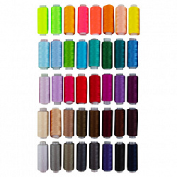 Нитки швейные 40/2, 200 м, полиэстер, НАБОР 40 цветов, DEVELIA (Девелиа), 609628