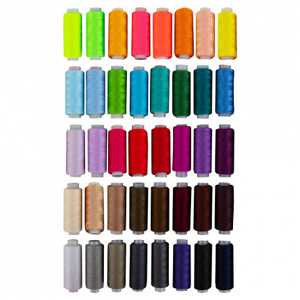 Нитки швейные 40/2, 200 м, полиэстер, НАБОР 40 цветов, DEVELIA (Девелиа), 609628