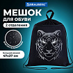 Мешок для обуви BRAUBERG, с петлёй, карман на молнии, 47х37 см, "Тигр", 271610