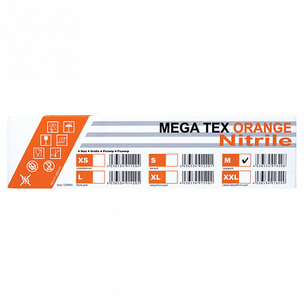 Перчатки нитриловые сверхпрочные с текстурой SFM MEGA TEX ORANGE, Германия, 25 пар (50 штук), размер M (средний), 4036534913208