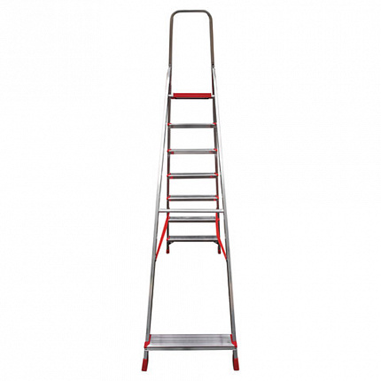 Стремянка алюминиевая 7 стандартных ступеней 9 см, площадка 1,5 м, нагрузка 225 кг, вес 7 кг, НОВАЯ ВЫСОТА, 3110107