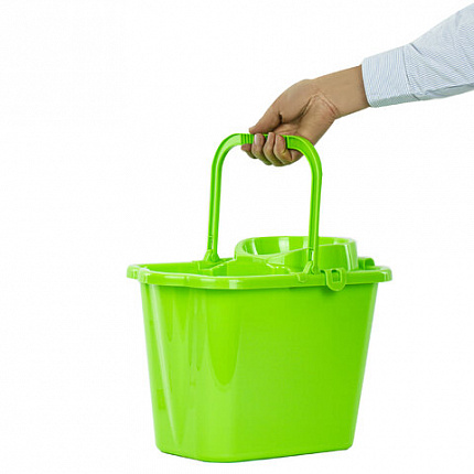 Ведро 9,5 л для уборки КОМПЛЕКТ с ОТЖИМОМ (сетчатый) пластик, для веревочных и ленточных МОПов, IDEA, М 2421