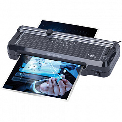 Ламинатор 3 в 1 BRAUBERG CHF-02, А4, 60-150 мкм, 30 см/мин, со встроенным резаком и обрезчиком углов, В ПОДАРОК набор пленок 40 шт., 532862