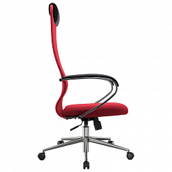 Кресло офисное МЕТТА "SU-B-8" хром, ткань-сетка, сиденье мягкое, красное