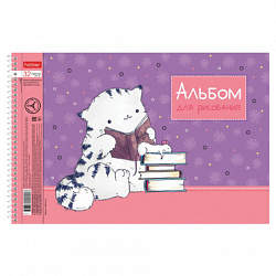 Альбом для рисования А4 32 л., спираль, обл. картон, HATBER, 198х300 мм, "Приключения кота Пирожка" (5 вид), 079775, 32А4Всп