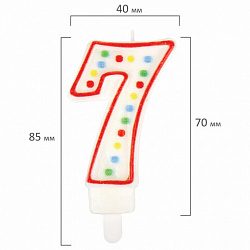 Свеча-цифра для торта "7" ДВУСТОРОННЯЯ с конфетти, 8,5 см, ЗОЛОТАЯ СКАЗКА, держатель, блистер, 591400