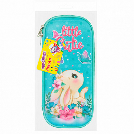 Пенал ЮНЛАНДИЯ, 1 отделение, карман, полиэстер/EVA, 22х10х5 см, "Pretty bunny", 273189