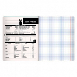 Тетрадь предметная КОТ-НЕПОСЕДА 48 л., пластиковая обложка, ГЕОГРАФИЯ, клетка, подсказ, BRAUBERG, 405531