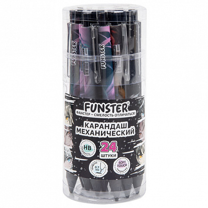 Карандаш механический 0,7 мм с принтом FUNSTER "ANIME", корпус soft-touch ассорти, 182059