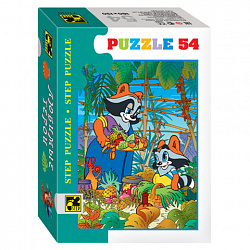 Пазл картонный 54 элемента, "Любимые герои", АССОРТИ, поле 18х13 см, STEP PUZZLE
