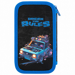 Пенал ЮНЛАНДИЯ, 2 отделения, картон с эффектом soft-touch, 19х11 см, "Rule breaker", 273498