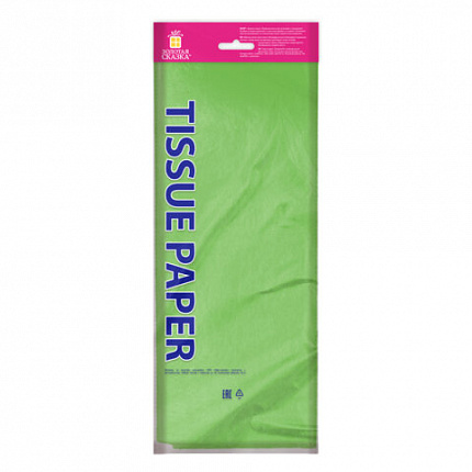 Цветная бумага ТИШЬЮ 17г/м2, 50х66см, 10 листов пастель салатовый, ЗОЛОТАЯ СКАЗКА, 116482