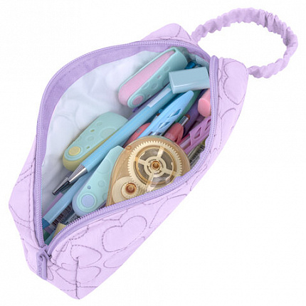 Пенал-косметичка HEIKKI (ХЕЙКИ) с ручкой, 1 отделение, стеганый полиэстер, 21х8х5 см, фиолетовый, 273606