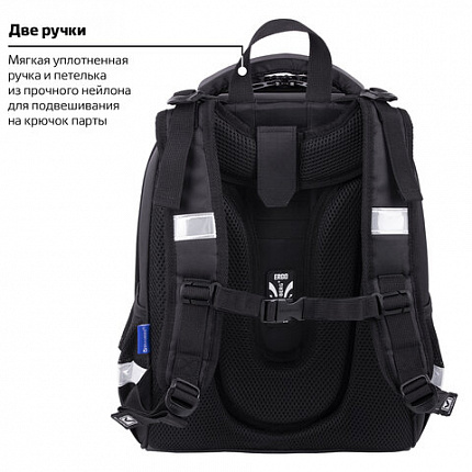 Ранец BRAUBERG SHINY, 2 отделения, с брелком, "Тигр", СВЕТЯЩИЙСЯ РИСУНОК, 38х28х14 см, 270698