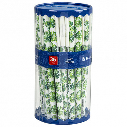 Ручка шариковая BRAUBERG SOFT TOUCH GRIP "TROPIC", СИНЯЯ, мягкое покрытие, узел 0,7 мм, 143719