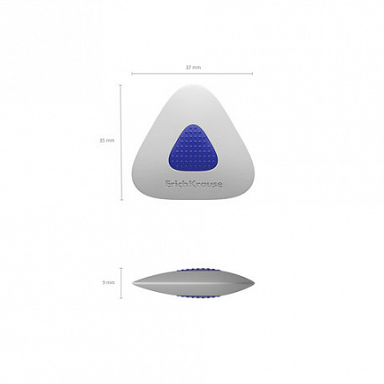 Ластик ERICH KRAUSE "SmartWay Mini Triangle", 37х35х9 мм, белый, треугольный, пластиковый держатель, 45552