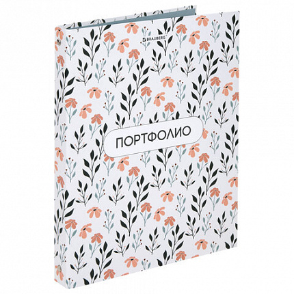 Папка-портфолио универсальная, 4 кольца, 20 файлов, 7БЦ матовая, BRAUBERG "Flowers", 117556