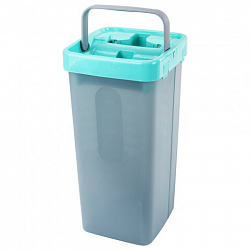 Швабра с отжимом и ведром 9л/7л двухкамерное, 3 насадки из микрофибры, рукоятка 130см, бирюзовый, Compact Mop, LAIMA, 607389