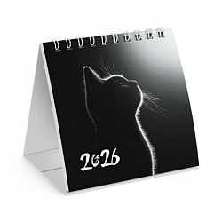 Календарь-домик настольный на гребне, 2026 г., BRAUBERG, 101х101 мм, "Милый котик", 117281