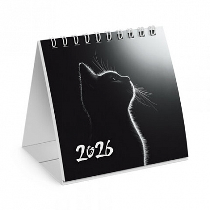 Календарь-домик настольный на гребне, 2026 г., BRAUBERG, 101х101 мм, "Милый котик", 117281