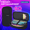 Пенал-органайзер BRAUBERG, 1 отделение, откидная планка, полиэстер, 22х10х6 см, "Глубокий черный", 273577