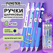 Ручки шариковые автоматические С УЛЬТРАМЯГКИМ ГРИПОМ FUNSTER (ФАНСТЕР) "COMFY GRIP", СИНИЕ, НАБОР 4 ШТУКИ, узел 0,5 мм, линия 0,35 мм,144473