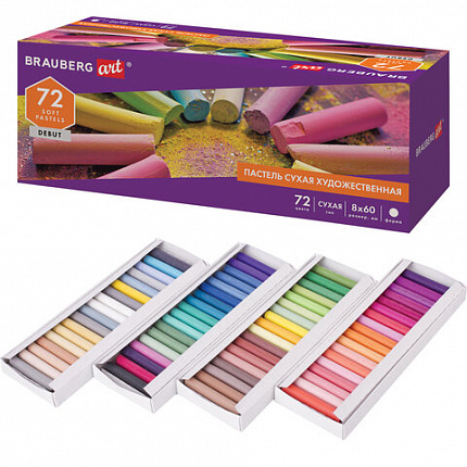 Пастель сухая художественная BRAUBERG ART DEBUT, 72 цвета, круглое сечение, 181463