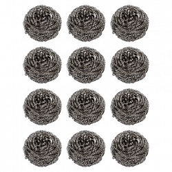Губки (мочалки) металлические, спиральные, 12х15 г, КОМПЛЕКТ 12 шт., для посуды, гриля, плиты, LAIMA, 606658