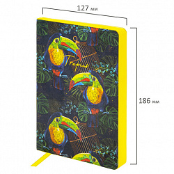 Ежедневник недатированный B6 (127х186 мм), BRAUBERG VISTA, под кожу, гибкий, 136 л., "Toucan tropics", 112114