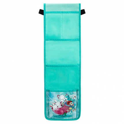 Кармашки-органайзер в шкафчик для детского сада ЮНЛАНДИЯ, 5 карманов, 21х68 см, "Bunnies", 271429