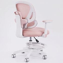 Кресло детское с подставкой для ног BRABIX KIDS "MG-220", сетка/ткань TW, розовое, 533314