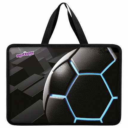Папка на молнии с ручками ЮНЛАНДИЯ А4, 1 отделение, пластик, 80 мм, "Soccer ball", 274489