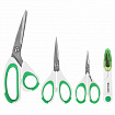 Ножницы BRAUBERG "MAXI" КОМПЛЕКТ 4 шт.: 115, 145, 205 мм + сниппер (для ниток), бело-зеленые ручки, 272982