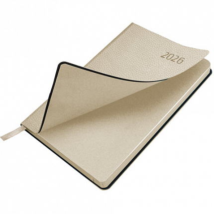 Ежедневник датированный 2026 А5 138x213 мм, BRAUBERG "Stylish", под кожу, гибкий, бежевый, 117104