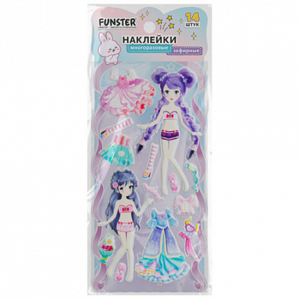 Наклейки зефирные "Переодевашки", 19,5х9,5 см, ассорти 4 вида, FUNSTER (ФАНСТЕР), 666103