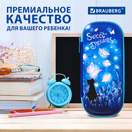 Пенал BRAUBERG, 1 отделение, 1 откидная планка, ЭВА, 22х10х5 см, "Заветная мечта", 270704