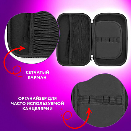 Пенал ЮНЛАНДИЯ большой, 1 отделение, 1 откидная планка, карман, полиэстер/EVA, 22х15х5 см, "Anime sign", 273194