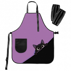 Фартук с нарукавниками для уроков труда BRAUBERG, 1 карман, 46x54 см, "Hidden kitty", 274656