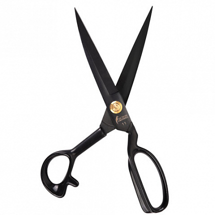 Ножницы портновские 290 мм, КЛАССИЧЕСКИЕ, черные, ручки с силиконовым покрытием, ОСТРОВ СОКРОВИЩ, 665599