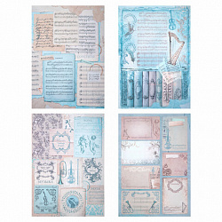 Бумага для скрапбукинга 15х21 см "Нотная Гамма", двусторонняя, 12 листов, 240 г/м2, ОСТРОВ СОКРОВИЩ, 665445