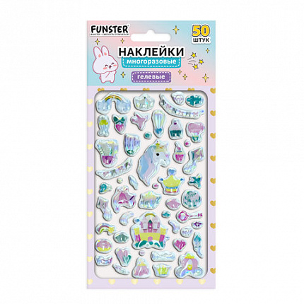 Наклейки гелевые "Блестящий микс", 15,5х9,5 см, ассорти 6 видов, FUNSTER (ФАНСТЕР), 666086