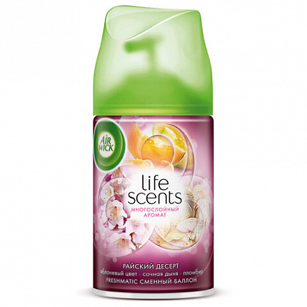 Сменный баллон 250 мл, AIRWICK LifeScents "Райский десерт", для автоматических освежителей, универсальный