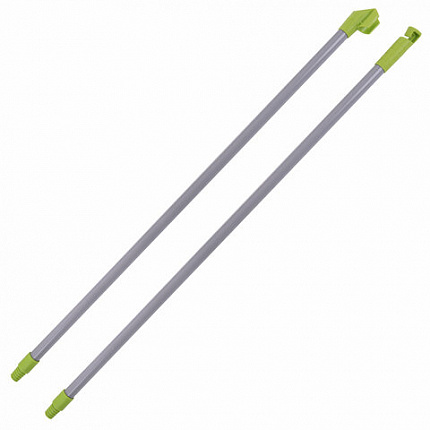 Совок для мусора КОМПЛЕКТ щетка + 2 рукоятки по 80 см с резьбой, "ЛЕНИВКА", бело-зеленый, ЛЮБАША, 603616