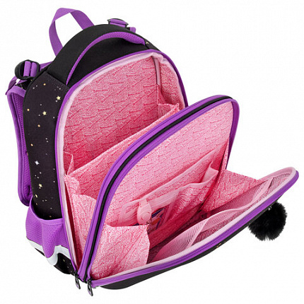 Ранец BRAUBERG ORIGINAL, 2 отделения, с брелком, "Galactic cat", 38х29х16 см, 274403
