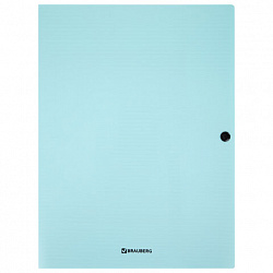 Папка на кнопке пластиковая BRAUBERG "PASTEL", А4, 3 клапана, 600 мкм, цвета ассорти, 272886