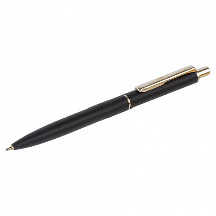 Ручка подарочная шариковая BRAUBERG "Larghetto", СИНЯЯ, корпус черный с хромированными деталями, линия письма 0,5 мм, 143476