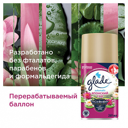 Сменный баллон 269 мл, GLADE "Японский сад" для автоматических освежителей, 864980